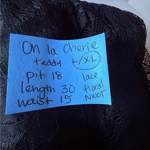 NWOT Oh La La Cheri Black Lace Teddy Bodysuit Satin Tie Womens L XL - Picture 6 of 7